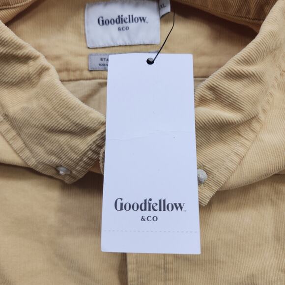 NEW Goodfellow & Co Shirt Mens XXL Yellow Sandy Gold Corduroy Cotton Long Sleeve - Picture 5 of 11